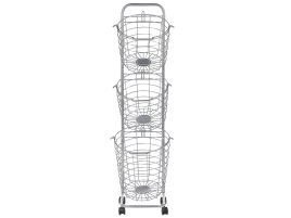 3 Tier Metal Wire Basket Stand Silver