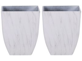 Set of 2 Plant Pots 35 x 35 x 42 cm Marble Effect MIRO