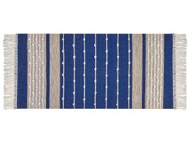 Cotton Area Rug 80x150cm Blue and Beige