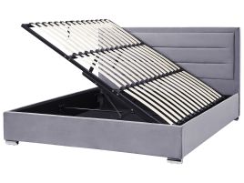 Velvet EU Super King Size Ottoman Bed Dark Grey ROUEN