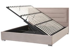 Velvet EU Super King Size Ottoman Bed Taupe ROUEN