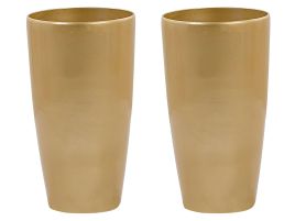 Set of 2 Plant Pots ⌀ 32 cm Gold TSERIA