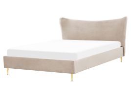 Velvet EU King Size Bed Taupe CHALEIX