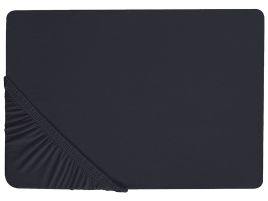 Cotton Fitted Sheet 180 x 200 cm Black JANBU