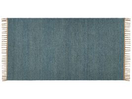 Jute Area Rug 80x150cm Blue