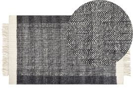 Wool Area Rug 80x150cm Black and Off - White