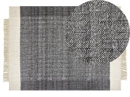 Wool Area Rug 140x200cm Black and Off - White