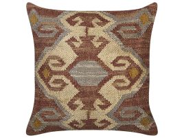 Jute Cushion Geometric Pattern 45x45cm Multicolour