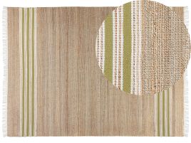 Jute Area Rug 160x230cm Beige and Green