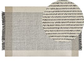 Wool Area Rug 200x300cm Beige and Black