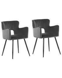 Set of 2 Velvet Dining Chairs Dark Grey SANILAC