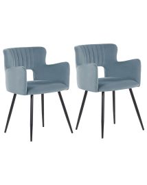 Set of 2 Velvet Dining Chairs Light Blue SANILAC
