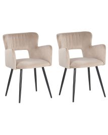 Set of 2 Velvet Dining Chairs Taupe SANILAC