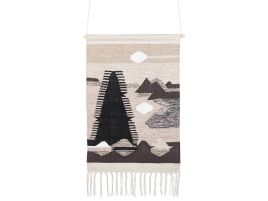 Cotton MacramÃ© Wall Hanging Beige and Black SANGAR