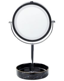 Lighted Makeup Mirror 26cm Silver and Black