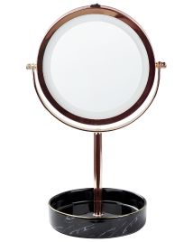 Lighted Makeup Mirror 26cm Rose Gold and Black