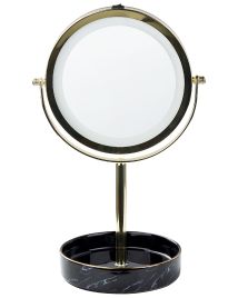 Lighted Makeup Mirror 26cm Gold and Black