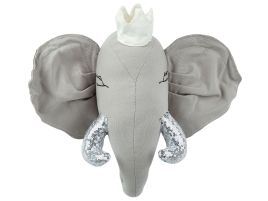 Plush Animal Head Wall DÃ©cor Elephant Grey TANTOR
