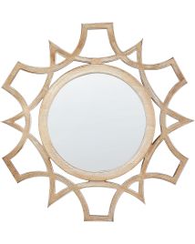 Round Wall Mirror 60cm Light Wood