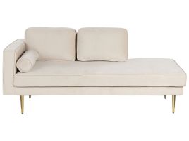 Left Hand Velvet Chaise Lounge Beige MIRAMAS