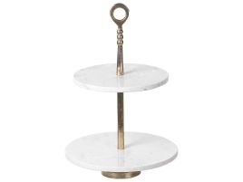 2-Tiered Dessert Stand Gold and White TARUM