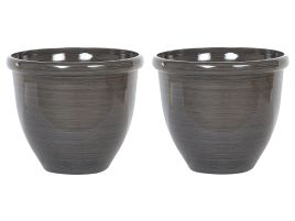 Set of 2 Plant Pots âŒ€ 44 cm Brown TESALIA
