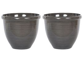 Set of 2 Plant Pots âŒ€ 49 cm Brown TESALIA