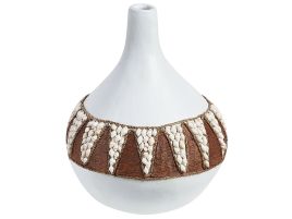 Terracotta Decorative Vase 33 White Dark Wood