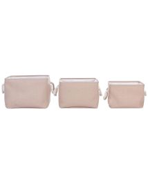 Set of 3 Fabric Baskets Beige