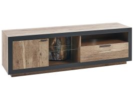 TV Stand LED Light Wood and Black MARANA