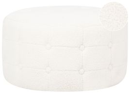 Boucle Pouffe Footstool White TAMPA