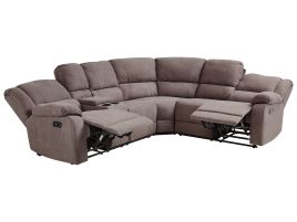 Corner Fabric Electric Recliner Sofa with USB Port Beige ROKKE