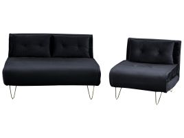 Velvet Sofa Set Black VESTFOLD
