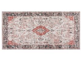 Cotton Area Rug 80x150cm Red and Beige