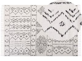 Wool Area Rug 160x230cm White and Black