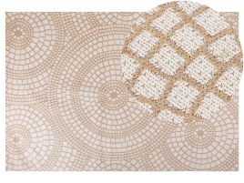 Jute Area Rug 200x300cm Beige and White