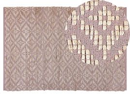 Cotton Area Rug 140x200cm Beige and Pink