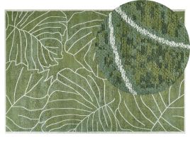 Cotton Area Rug Monstera Leaf Pattern 140x200cm Green