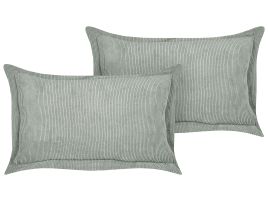 Set of 2 Corduroy Cushions 47x27cm Light Green
