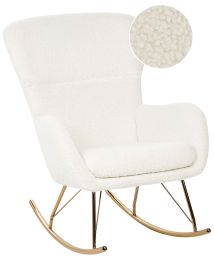 Boucle Rocking Chair White and Gold ANASET