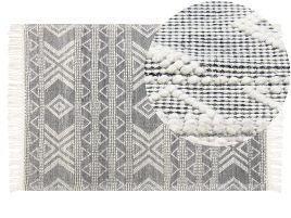 Wool Area Rug 160x230cm White and Black
