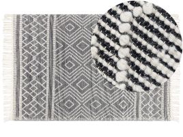 Wool Area Rug 160x230cm Black and White