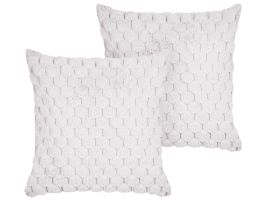 Set of 2 Faux Fur Cushions 43x43cm White