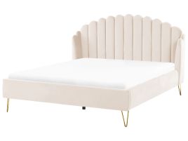 Velvet EU Super King Size Bed Beige AMBILLOU