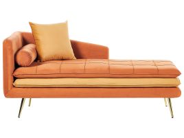 Left Hand Velvet Chaise Lounge Orange GONESSE