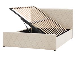 Velvet EU Double Size Ottoman Bed Beige ROCHEFORT