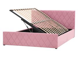 Velvet EU Double Size Ottoman Bed Pink ROCHEFORT