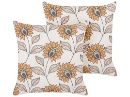 Set of 2 Cushions Floral Pattern 45x45cm Multicolour