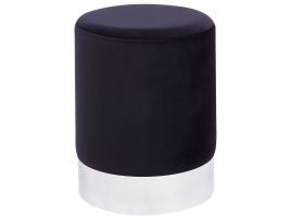 Velvet Pouffe Black BRIGITTE