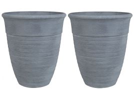 Set of 2 Plant Pots âŒ€ 50 cm Grey KATALIMA